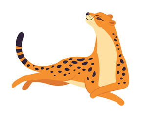 Lying Leopard as Wild Cat with Long Spotted Body Vector Illustration