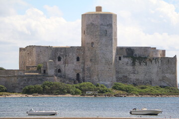 Castello di Mare in Trapani in Sicily at Mediterranean Sea, Italy