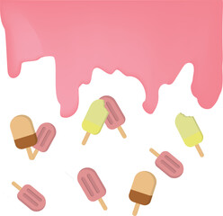 Summer background with ice cream. Vector.