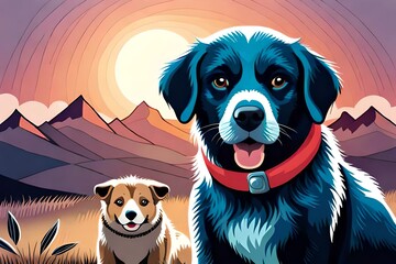 Zwei Hunde als Cartoon