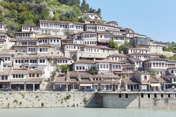 Obraz premium Berat, known as the Town of a Thousand Windows, is a UNESCO World Heritage Site in central Albania