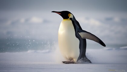Fototapeta premium A penguin in the snow , ai, ai generative, illustration