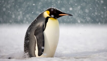 Naklejka na ściany i meble A penguin in the snow , ai, ai generative, illustration