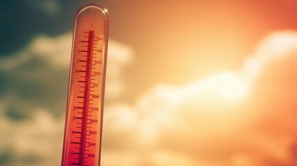 thermometer marking heat wave extreme temperature, generative ai