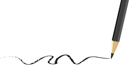 Short and thick pencil isolated on white background, pencil with line, realistic pencil