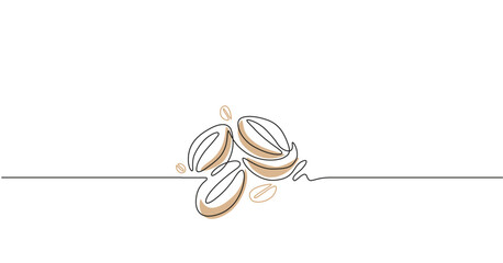Vector illustration of the coffee beans. Line art with coffee seeds. - obrazy, fototapety, plakaty