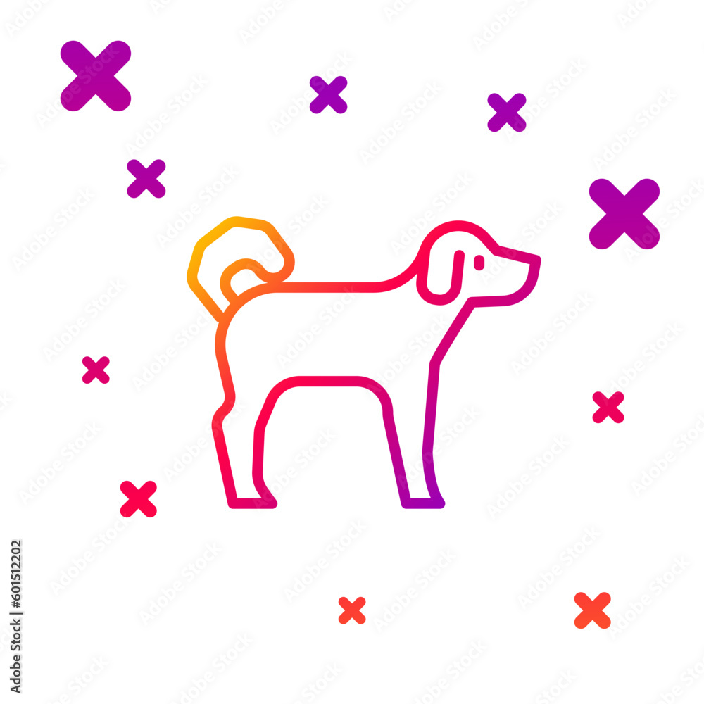 Poster color line dog icon isolated on white background. gradient random dynamic shapes. vector