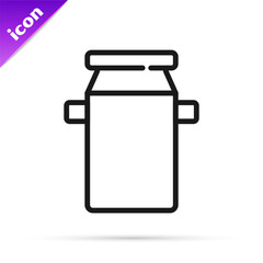 Black line Can container for milk icon isolated on white background. Vector