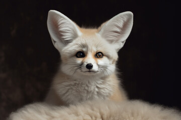 Obraz premium Portrait of fat fluffy Fennec fox Generative AI