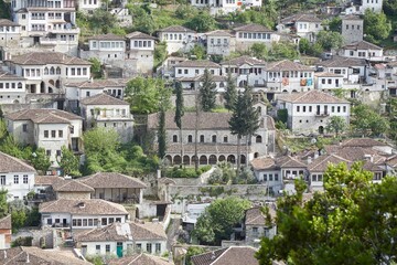 Fototapeta na wymiar Berat, known as the Town of a Thousand Windows, is a UNESCO World Heritage Site in central Albania