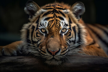 Fototapeta na wymiar Close up portrait of tiger Generative AI
