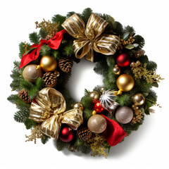 Christmas wreath background. Illustration AI Generative.