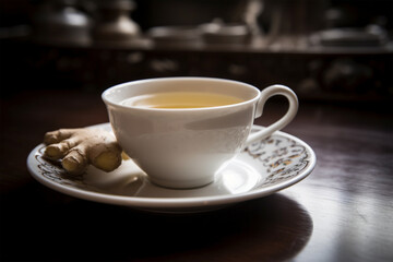 Obraz premium Cup of healthy ginger tea. Generative AI illustration
