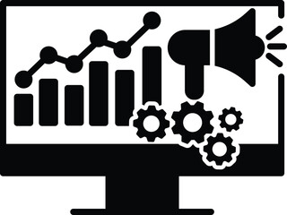 SEO web marketing analytics glyph icon social media symbol