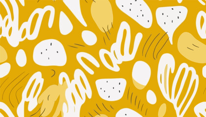 Hand drawn minimal bright abstract organic shapes pattern. Collage contemporary print. Fashionable template for design