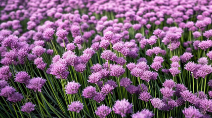 Obraz premium Purple chives field Illustration AI Generative.