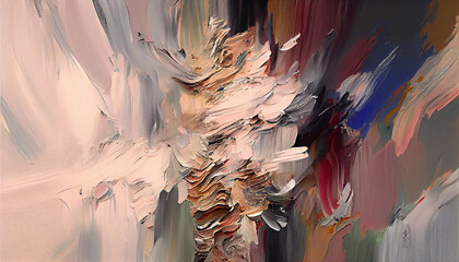 Contemporary Oil Painting Texture Abstraction with Strokes Pale Textured Color Grotesque AI Generative