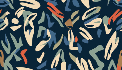 Abstract simple organic shapes pattern. Collage contemporary print. Fashionable template for design. Modern ethnic style