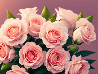 A bouquet of gorgeous pink roses, generative ai. Flowers as a gift