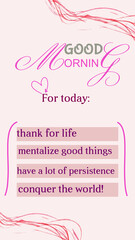 template with good morning pink