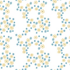 Seamless pattern with flowers and leaves. Creative floral texture. Designed for textile fabrics, wrapping paper, background, cover.
