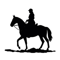 A silhouette of a person riding a horse. Generative AI.