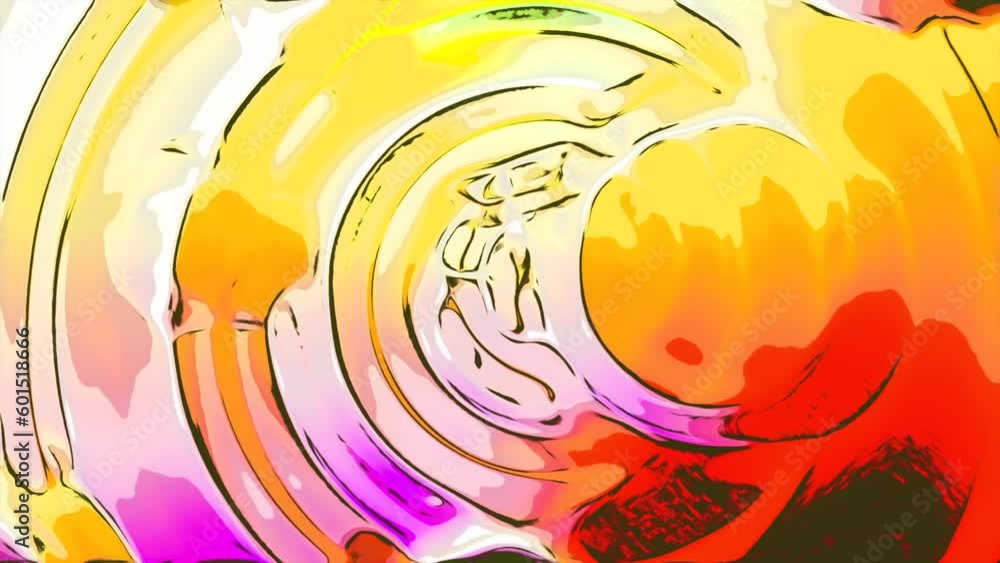 Poster abstract rainbow color rings rotating slowly. motion. spinning colorful gradient circular shapes.