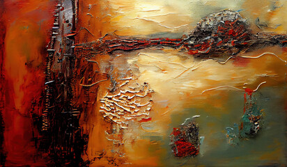 Contemporary Oil Painting of Grunge Iron Rusty Surface Abstract Art Background AI Generative