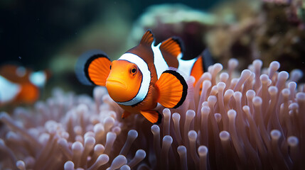 Clownfish in the occean under water in a reef, Generative AI