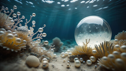 Obraz na płótnie Canvas Pearl in underwater. Generative AI