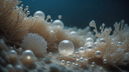 Fototapeta na wymiar Pearl in underwater. Generative AI