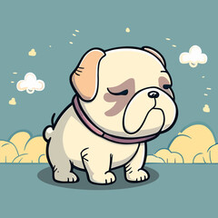 A cartoon dog that is a french bulldog