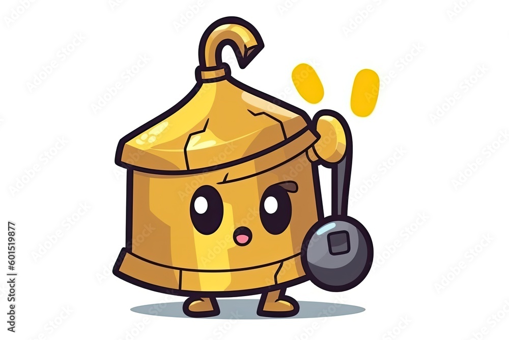 Poster cartoon character holding a mysterious black object generative ai