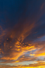 sunset in late summer with colorful clouds