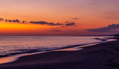 Sunrise on the beach of the Baltic Sea