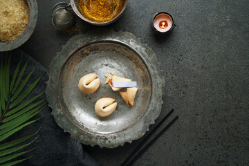Fortune cookies traditional Chinese dessert
