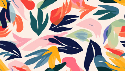 Abstract botanical shapes ethnic style pattern. Collage contemporary print. Fashionable template for design