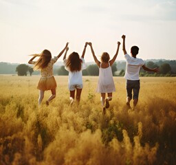 Happy young group of students jumping together,youth day