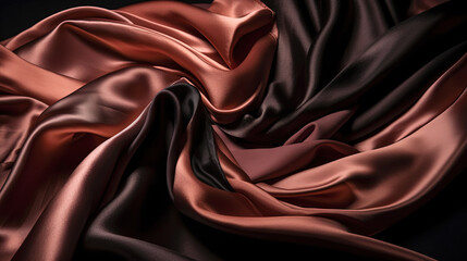 Obraz premium Muted Tone Wrinkled and Crumpled Fabric Flows in Place of Black and Grey Color AI Generative