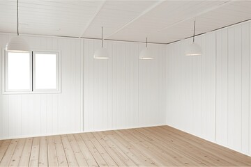 an empty room with minimalist design and natural materials Generative AI