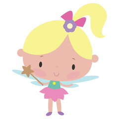 Cute little garden fairy vector cartoon illustration