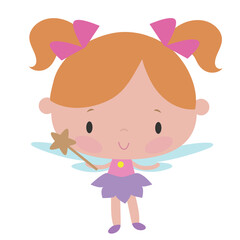 Cute little garden fairy vector cartoon illustration