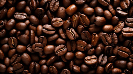 Obraz premium Roasted coffee beans background, Created using generative AI tools.