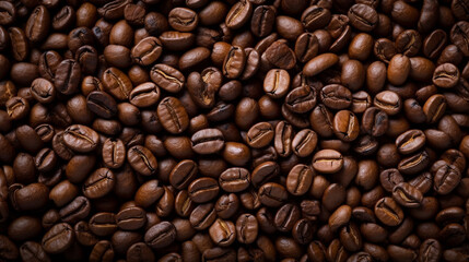 Fototapeta premium Roasted coffee beans background, Created using generative AI tools.