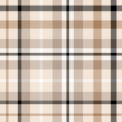 Plaid seamless pattern. Repeating tartan neutral color. Check design for prints. Repeated scottish flannel. Madras fabric. Abstract wool patterned. Repeat monochrome ekose woven. Vector illustration