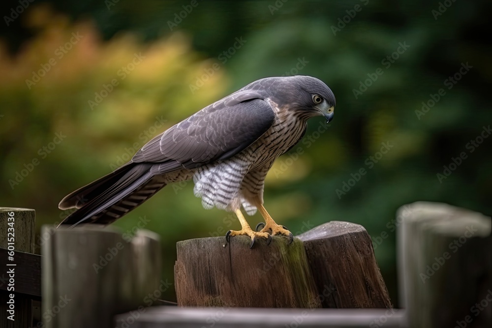 Aufkleber bird perched on a rustic wooden post in a natural setting generative ai