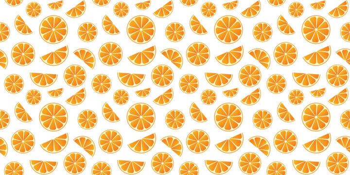 Seamless bright light pattern with oranges for fabric, drawing labels, fruit background.