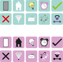 Iconos Gráficos. Contactos, social, media. Color y blanco y negro