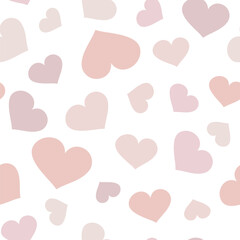 Seamless pattern with hearts. Vector illustration isolated on white background. It can be used for wallpapers, wrapping, cards, patterns for clothes and other.