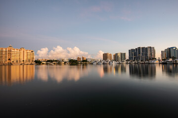 city skyline Sarasota Bayfront early morning